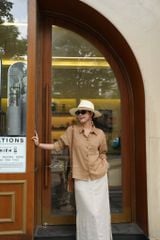 Áo sơ mi lệch vạt linen Cói Design