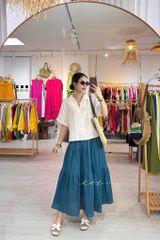 Áo cổ V tay ngắn linen tưng premium Cói Design