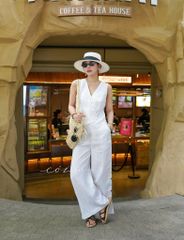 Áo gile nút bọc linen tưng premium Cói Design