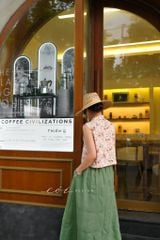 Áo sát nách croptop cổ sơ mi linen Cói Design