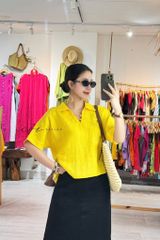 Áo cổ V tay ngắn linen tưng premium Cói Design