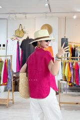 Áo cổ sơ mi xếp ly linen tưng premium Cói Design