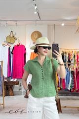 Áo cổ sơ mi xếp ly linen tưng premium Cói Design