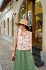 Áo sát nách croptop cổ sơ mi linen Cói Design