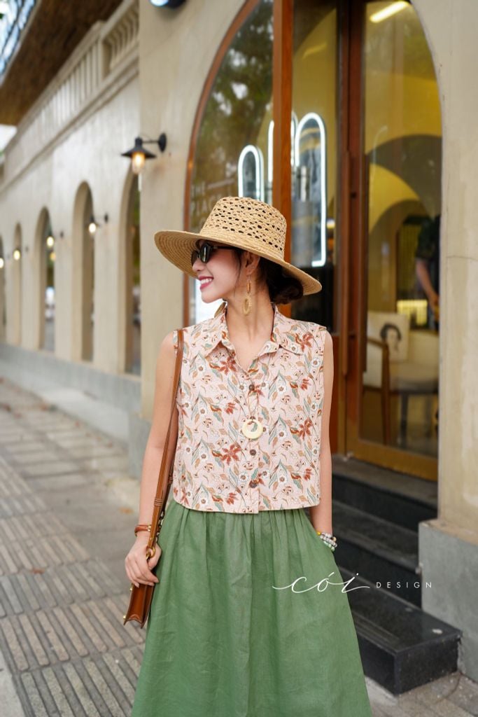 Chân váy suông lưng thun linen tưng Cói Design