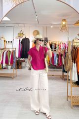 Áo cổ sơ mi xếp ly linen tưng premium Cói Design