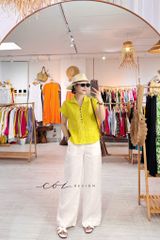 Áo cổ sơ mi xếp ly linen tưng premium Cói Design