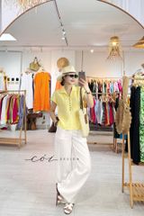 Áo cổ sơ mi xếp ly linen tưng premium Cói Design