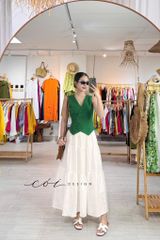 Áo gile nút bọc linen tưng premium Cói Design