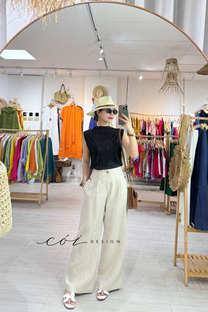 Áo cổ lọ vải dập ly Cói Design