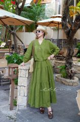 Áo cổ trụ 19 nút bọc màu Linen tưng premium Cói Design