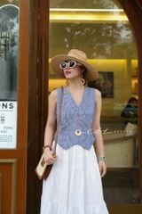 Áo gile nút bọc linen tưng premium Cói Design