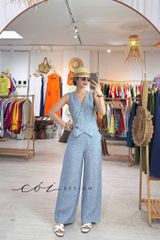 Quần suông phối nút linen tưng premium Cói Design