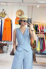 Quần suông phối nút linen tưng premium Cói Design