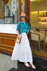 Áo cổ V tay ngắn linen tưng premium Cói Design