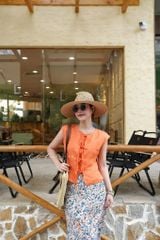 Áo cổ tròn phối nơ linen tưng premium Cói Design