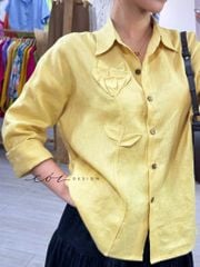 Áo sơ mi phối hoa Handmade linen tưng premium Cói Design