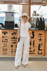 Áo cổ sơ mi xếp ly linen tưng premium Cói Design