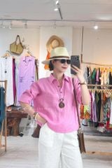 Áo cổ sơ mi 3 nút tay dài linen tưng premium Cói Design