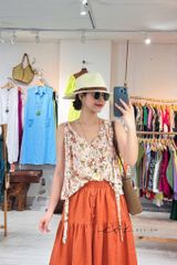 Áo sát nách cổ tim phối dây linen Hàn Cói Design