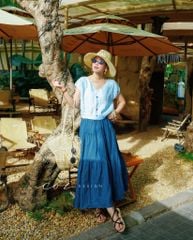 Áo tay xếp lưng đan dây chéo linen tưng premium Cói Design