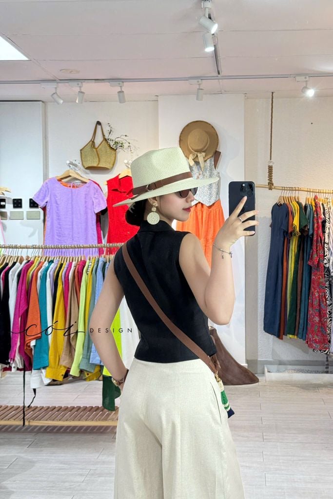 Quần suông linen ống rộng Cói Design