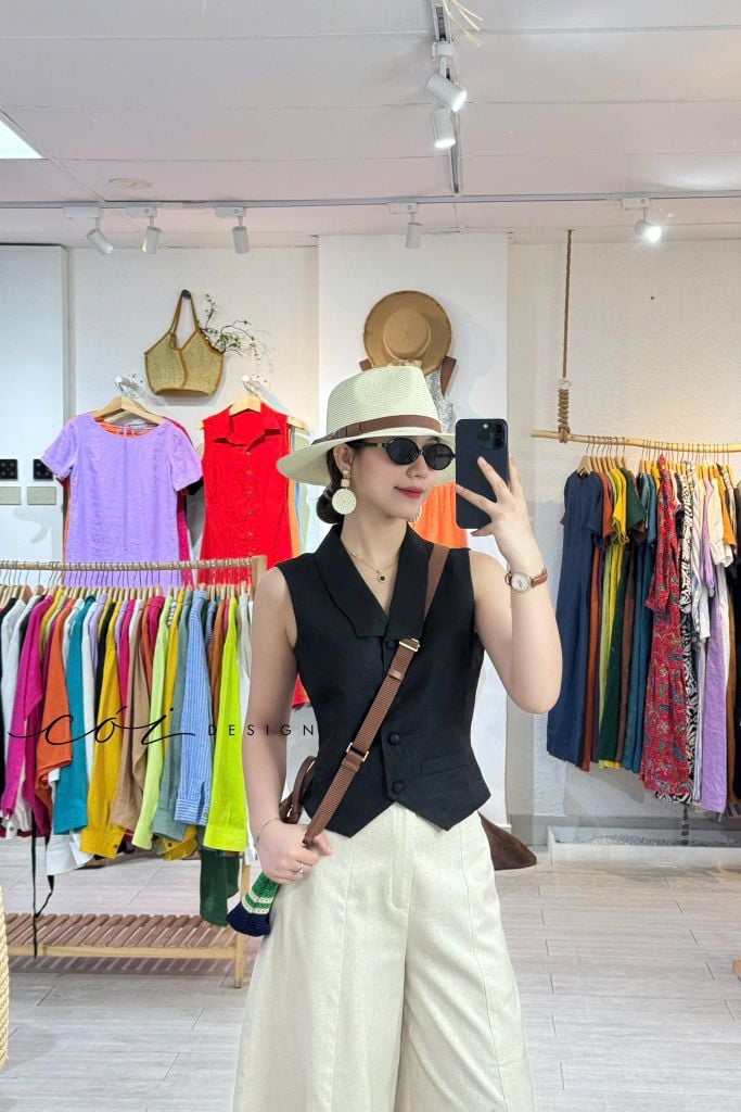 Quần suông linen ống rộng Cói Design