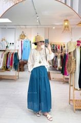 Chân váy 1 tầng nút bọc linen tưng premium Cói Design