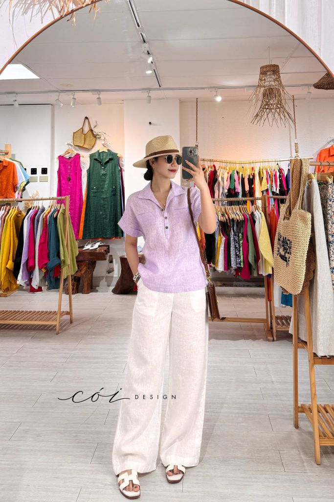 Áo sơ mi 2 túi mổ linen tưng premium Cói Design