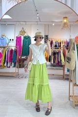 Áo cổ tròn phối nơ linen tưng premium Cói Design