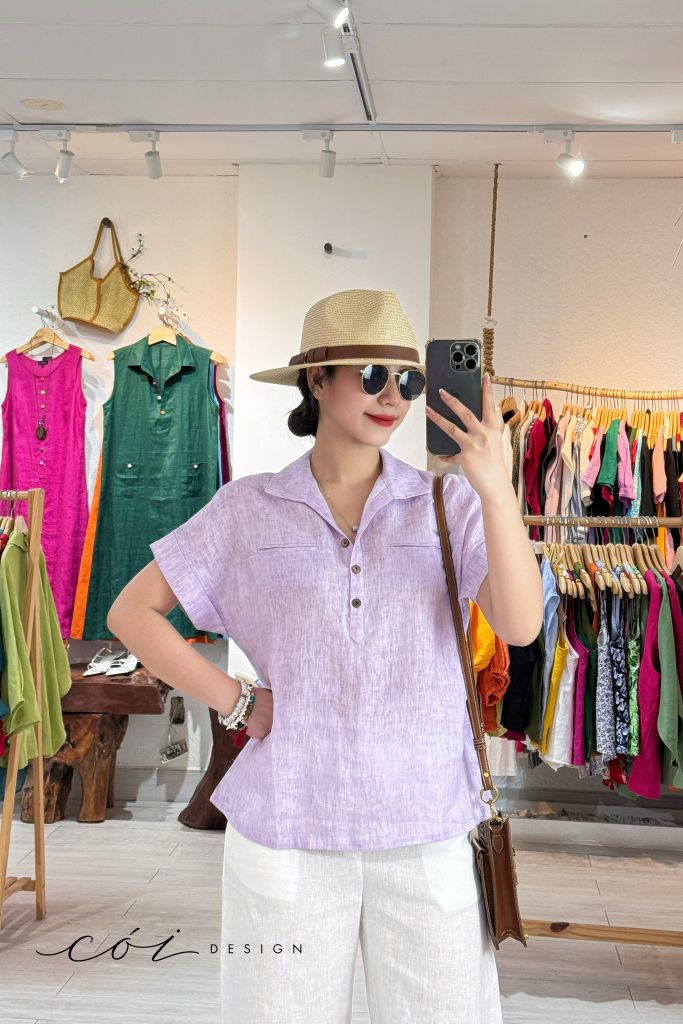 Áo sơ mi 2 túi mổ linen tưng premium Cói Design