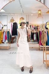 Áo cổ tròn phối nơ linen tưng premium Cói Design