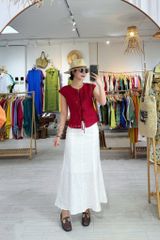 Áo cổ tròn phối nơ linen tưng premium Cói Design