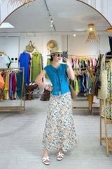 Áo cổ tròn phối nơ linen tưng premium Cói Design