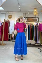 Áo thêu viền cổ phối hoa tua rua handmade linen tưng premium Cói Design