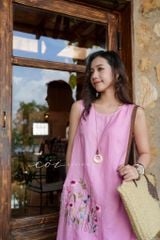 Đầm suông cổ tròn thêu hoa linen tưng premium Cói Design