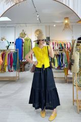 Chân váy chạy ly linen tưng premium Cói Design