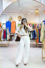 Áo cổ sơ mi 3 nút tay dài linen tưng premium Cói Design