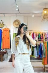 Áo cổ sơ mi 3 nút tay dài linen tưng premium Cói Design