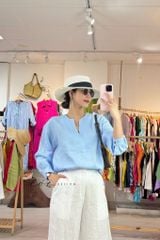 Áo cổ V tay manset linen tưng premium Cói Design