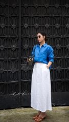 Chân váy xếp ly lưng thun linen tưng premium Cói Design