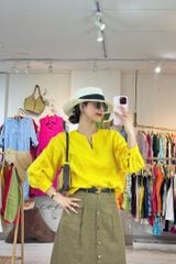 Áo cổ V tay manset linen tưng premium Cói Design