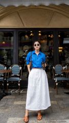 Áo cổ sơ mi 3 nút tay dài linen tưng premium Cói Design