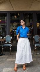 Chân váy xếp ly lưng thun linen tưng premium Cói Design