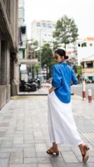 Áo cổ sơ mi 3 nút tay dài linen tưng premium Cói Design