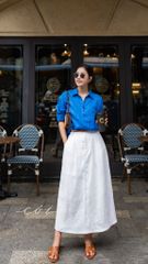Chân váy xếp ly lưng thun linen tưng premium Cói Design