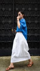 Áo cổ sơ mi 3 nút tay dài linen tưng premium Cói Design