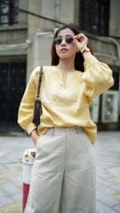 Áo cổ V tay manset linen tưng premium Cói Design