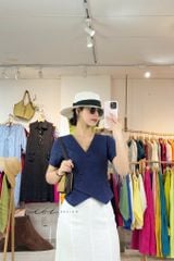 Áo gile xéo nút tay ngắn linen tưng premium Cói Design
