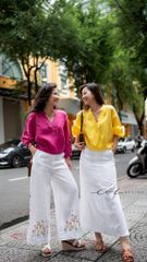 Áo cổ trụ 19 nút bọc màu Linen tưng premium Cói Design